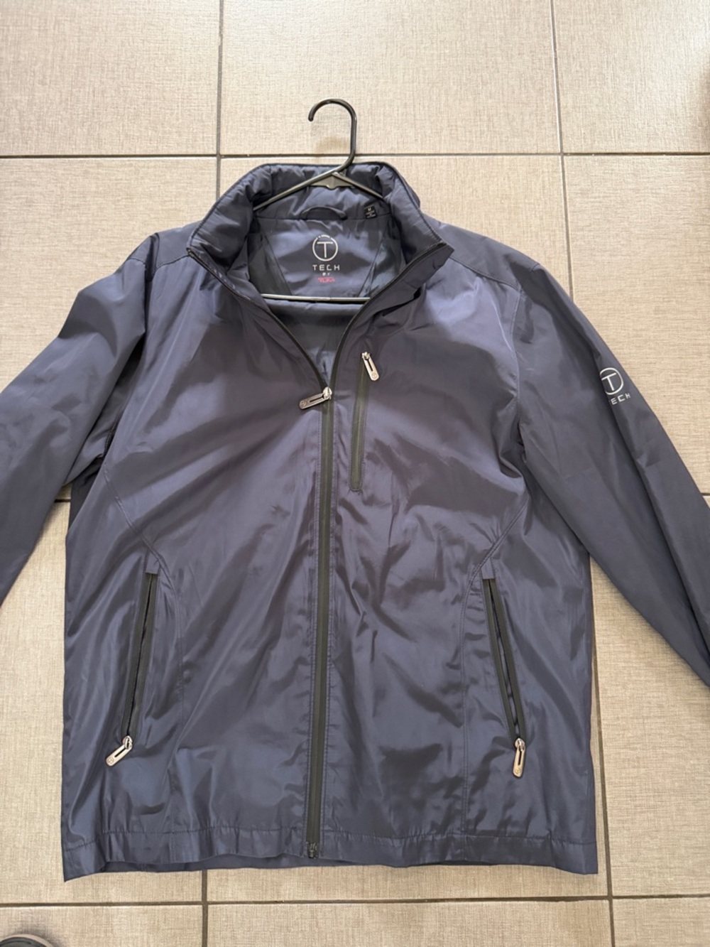 Tumi Men's Dark Navy Tech Windbreaker Jacket